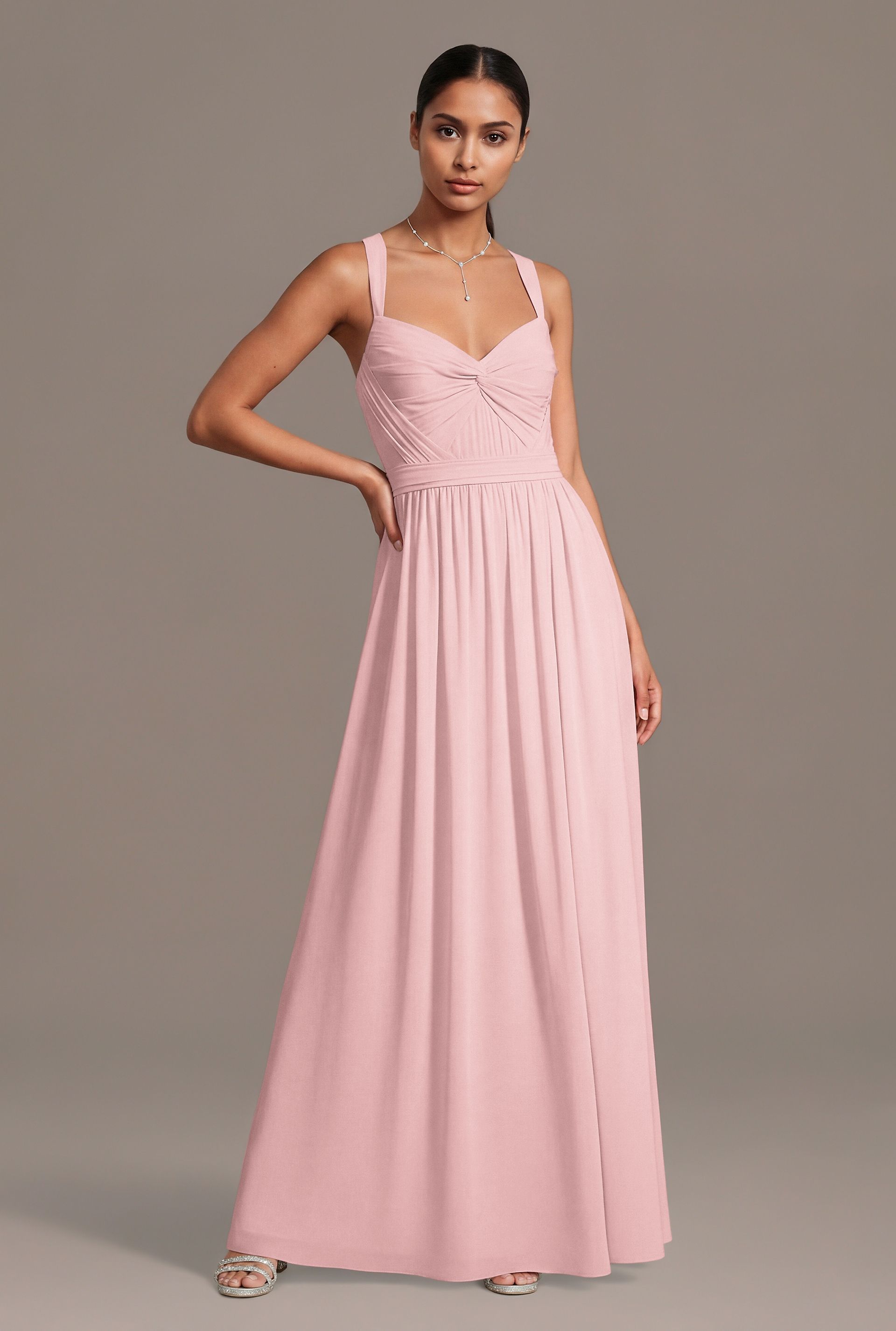 Celebrate DB Studio Chiffon Pleated Bodice A-Line Dress in Pastel Pink Size: 3X David's Bridal