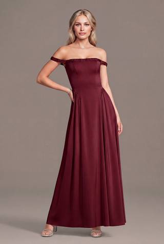 Picture of Matte Satin Off-the-Shoulder A-Line Dress