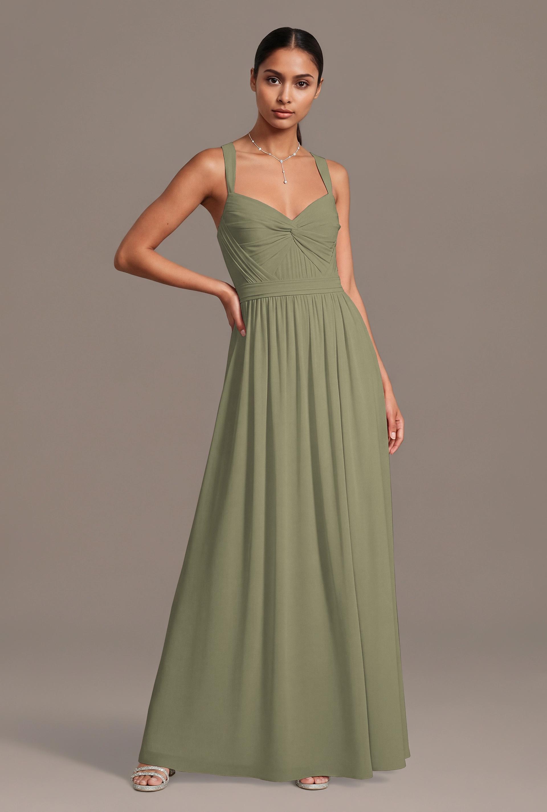Celebrate DB Studio Chiffon Pleated Bodice A-Line Dress in Eucalyptus Size: 3X David's Bridal