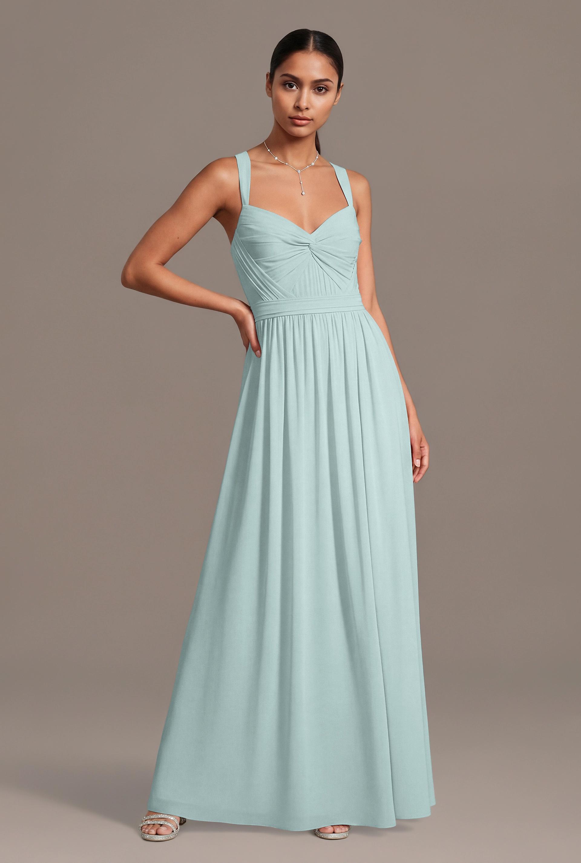 Celebrate DB Studio Chiffon Pleated Bodice A-Line Dress in Sky Blue Size: XS David's Bridal