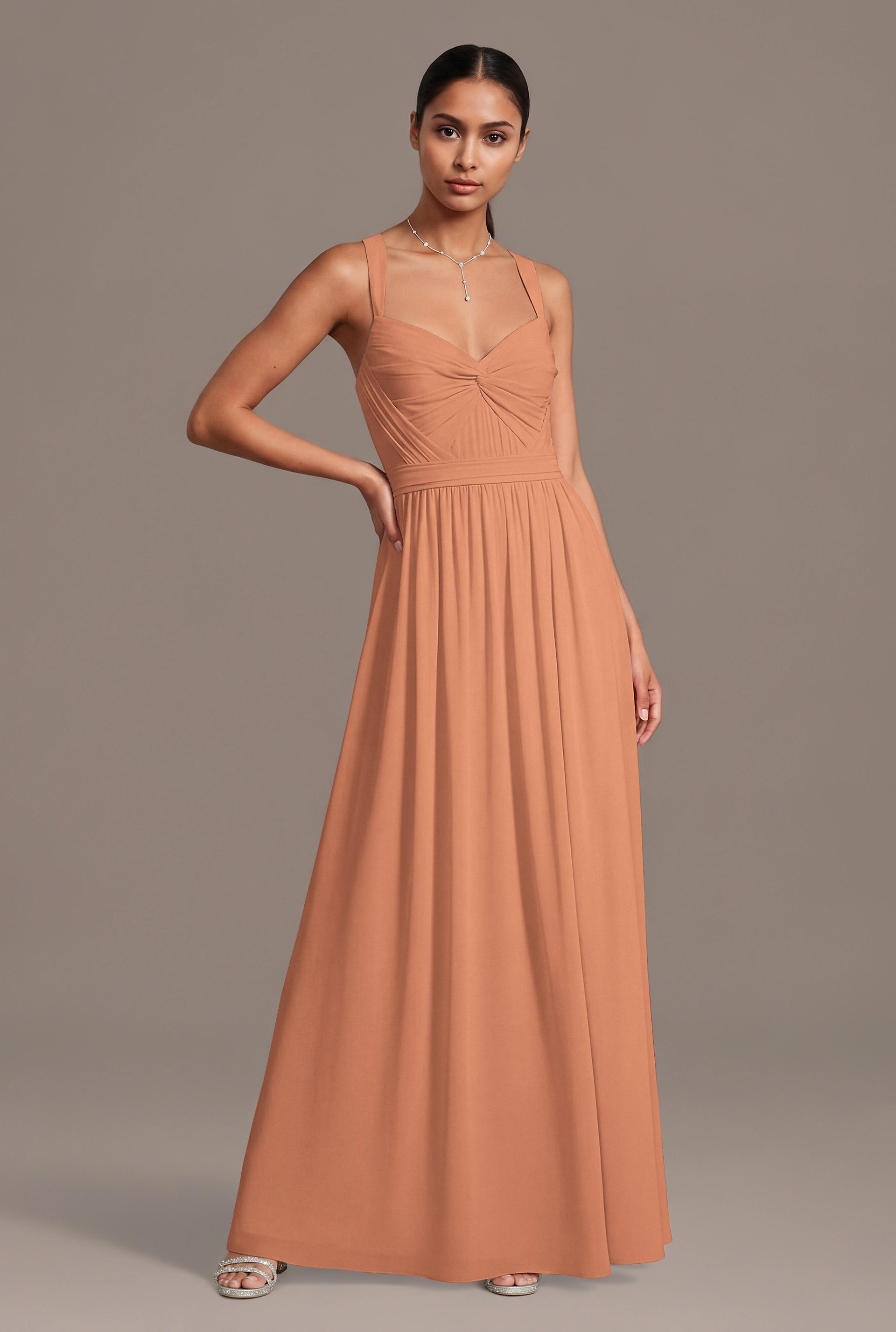 Celebrate DB Studio Chiffon Pleated Bodice A-Line Dress in Terracotta Size: Large David's Bridal