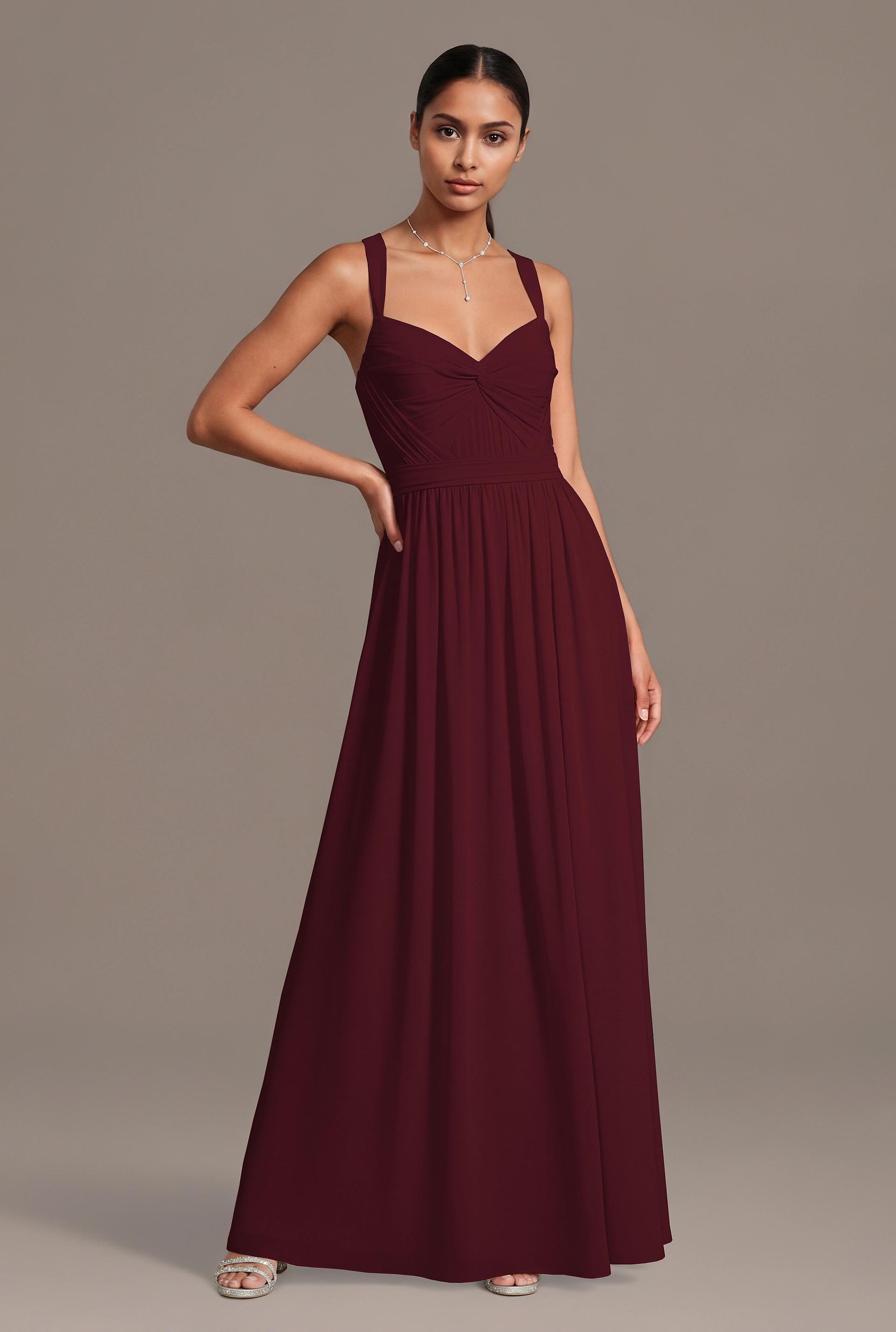 Celebrate DB Studio Chiffon Pleated Bodice A-Line Dress in Wine Size: 3X David's Bridal