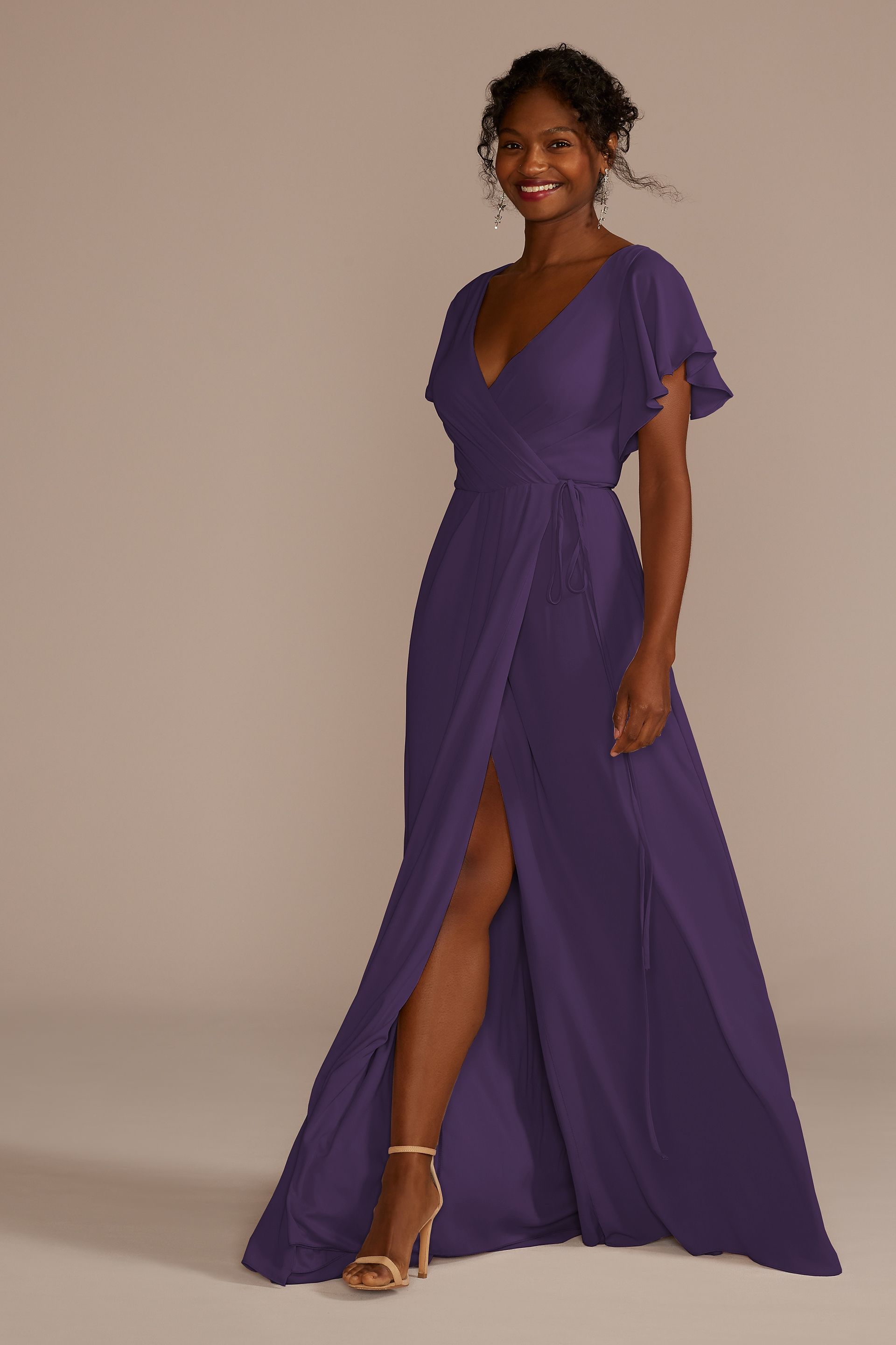 double-strap long georgette bridesmaid wrap dress Bridesmaid Dresses Wrap Around Wedding Dress Bridesmaids Dress Double Strap Georgette Wrap Dress Flattering V