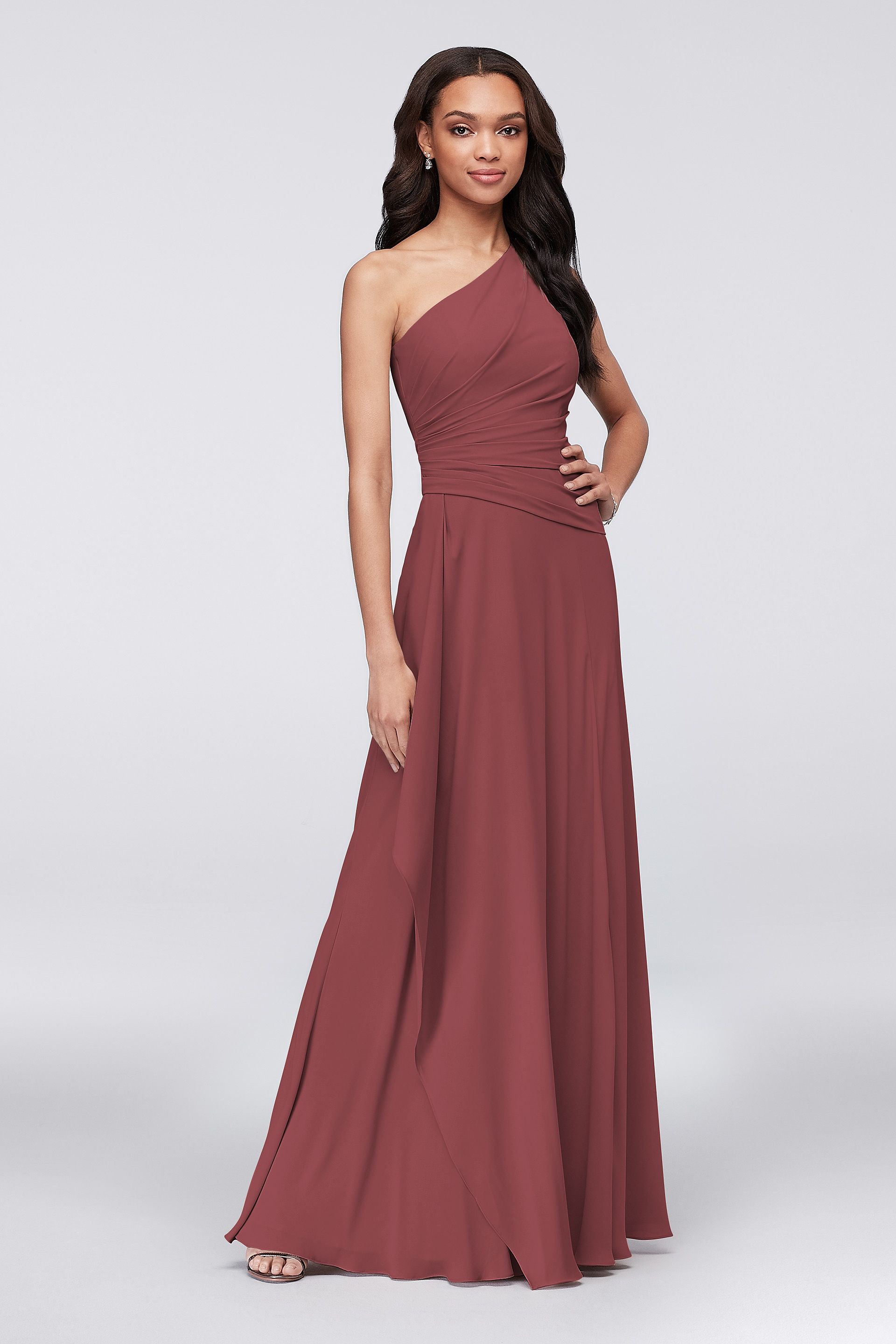 one-shoulder georgette cascade bridesmaid dress Primary color:Peach bf25revertfullprice The stretch knit fabric Pantalón de Vestir Pierna