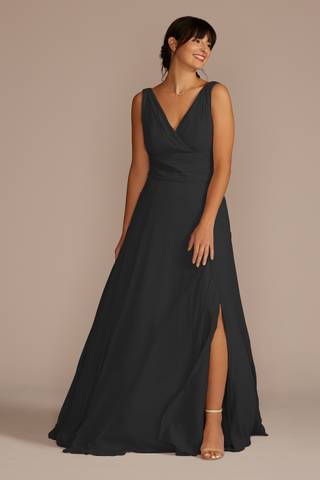 View Celebrate DB Studio Long Chiffon Surplice Tank Bridesmaid Dress in all available color and sizes Picture of Long Chiffon Surplice Tank Bridesmaid Dress