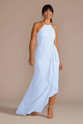Picture of High-Neck Chiffon Dress with Cascade