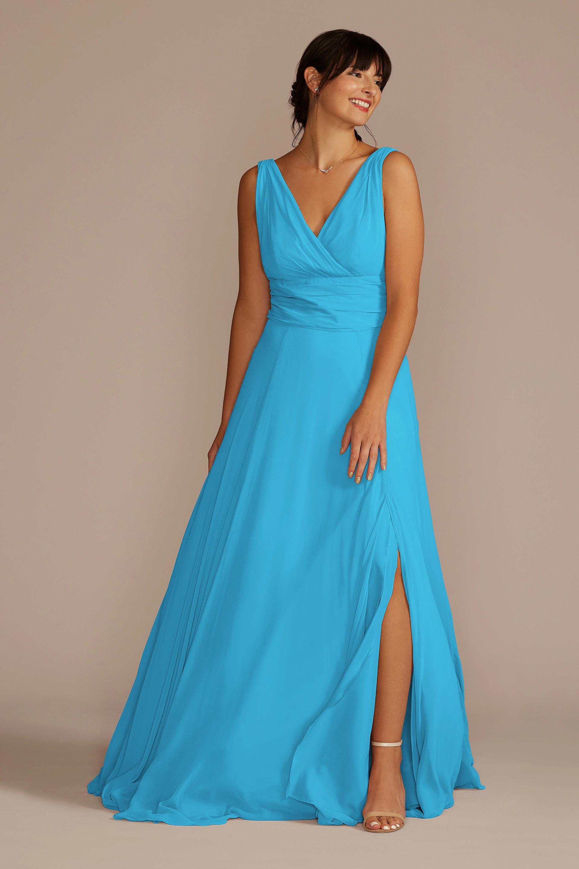 david's bridal surplice tank long chiffon bridesmaid dress Surplice Tank Long Chiffon Bridesmaid Dress