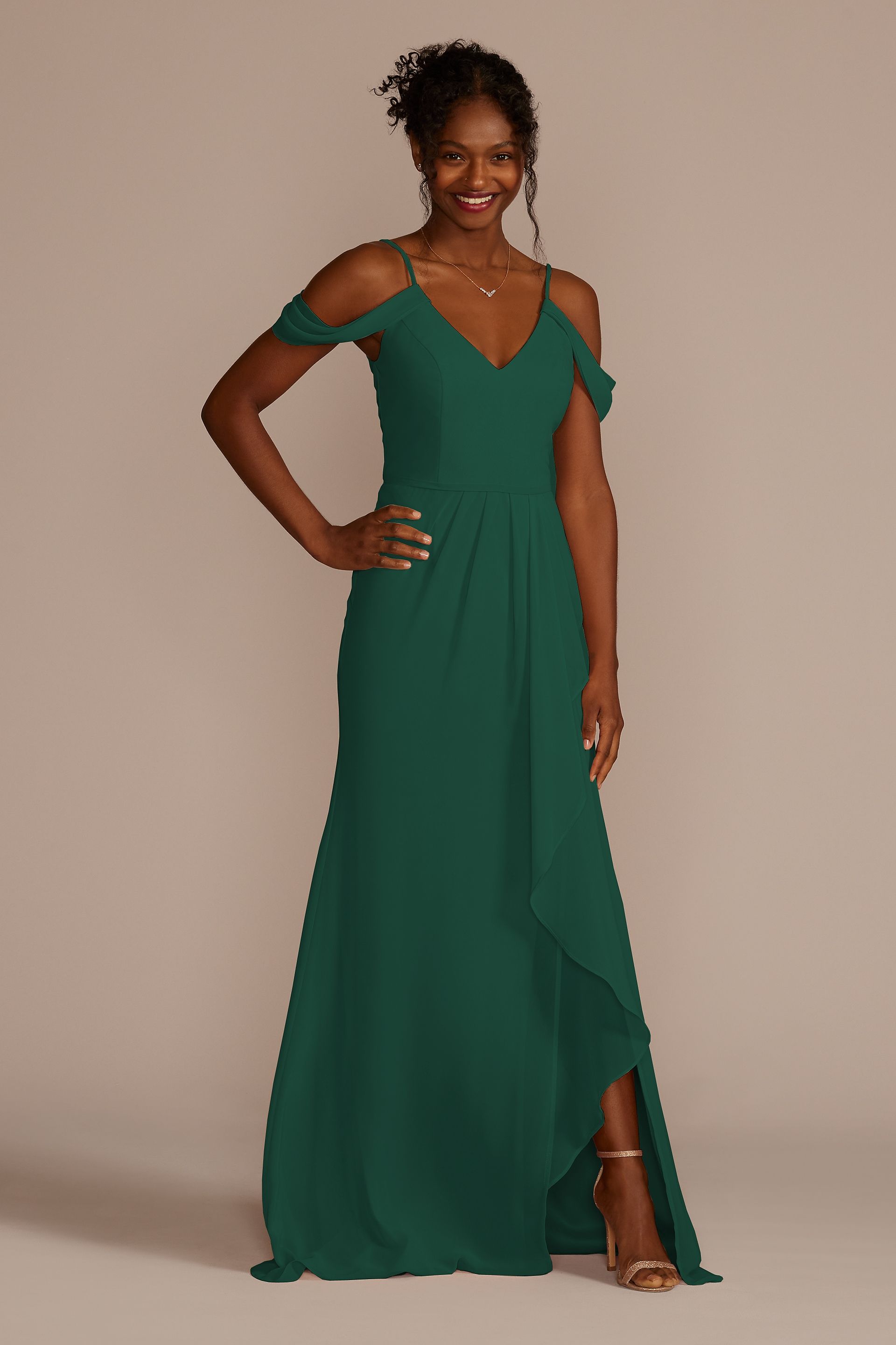 high-neck bridesmaid dress with cascade twist Off-the-Shoulder Color:Peri sophisticated frame icon_1_crochet_Crochet Fabric COSMINA Women's Elegant Black