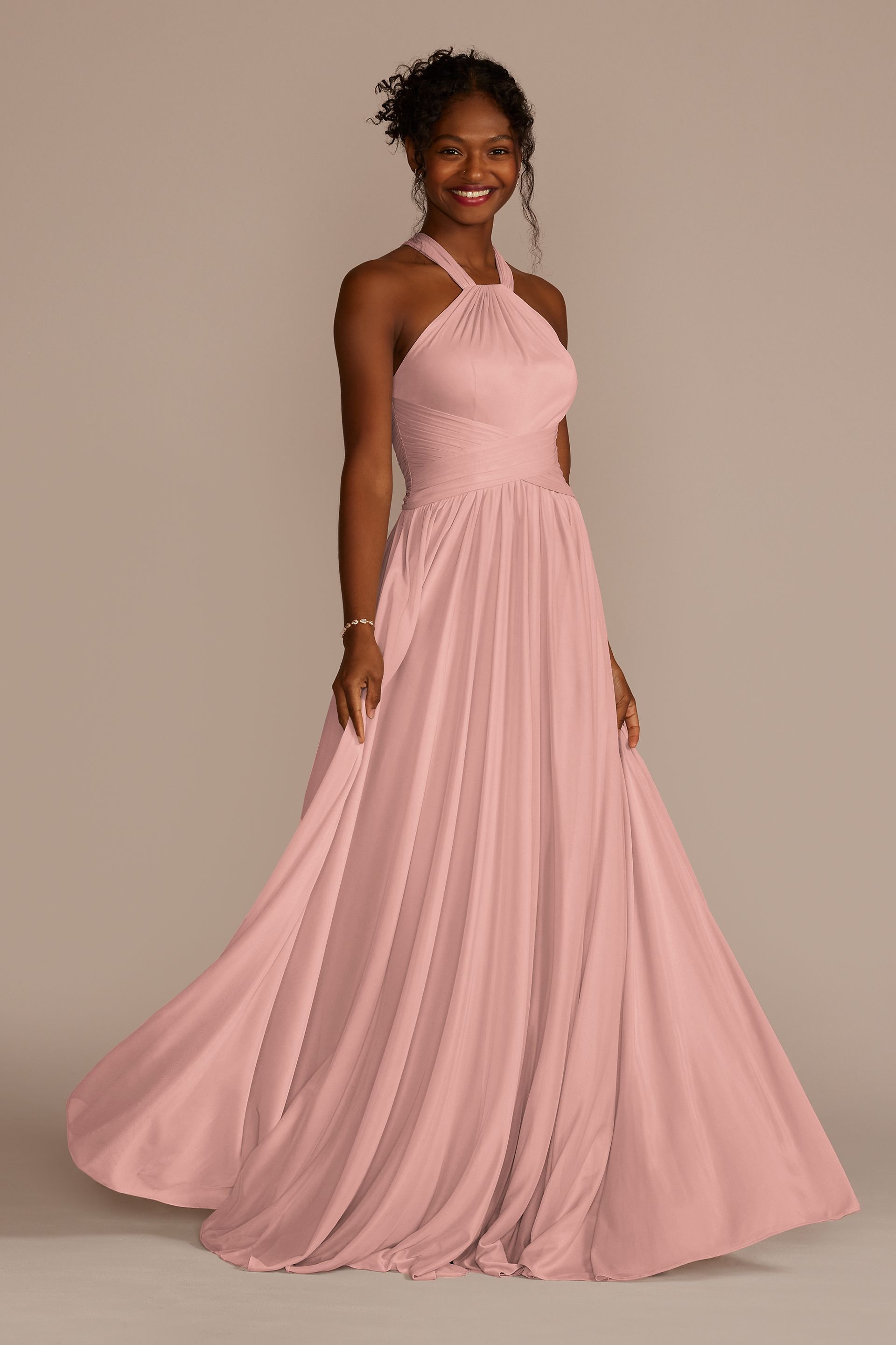 Picture of High-Neck Mesh Dress with Full Skirt