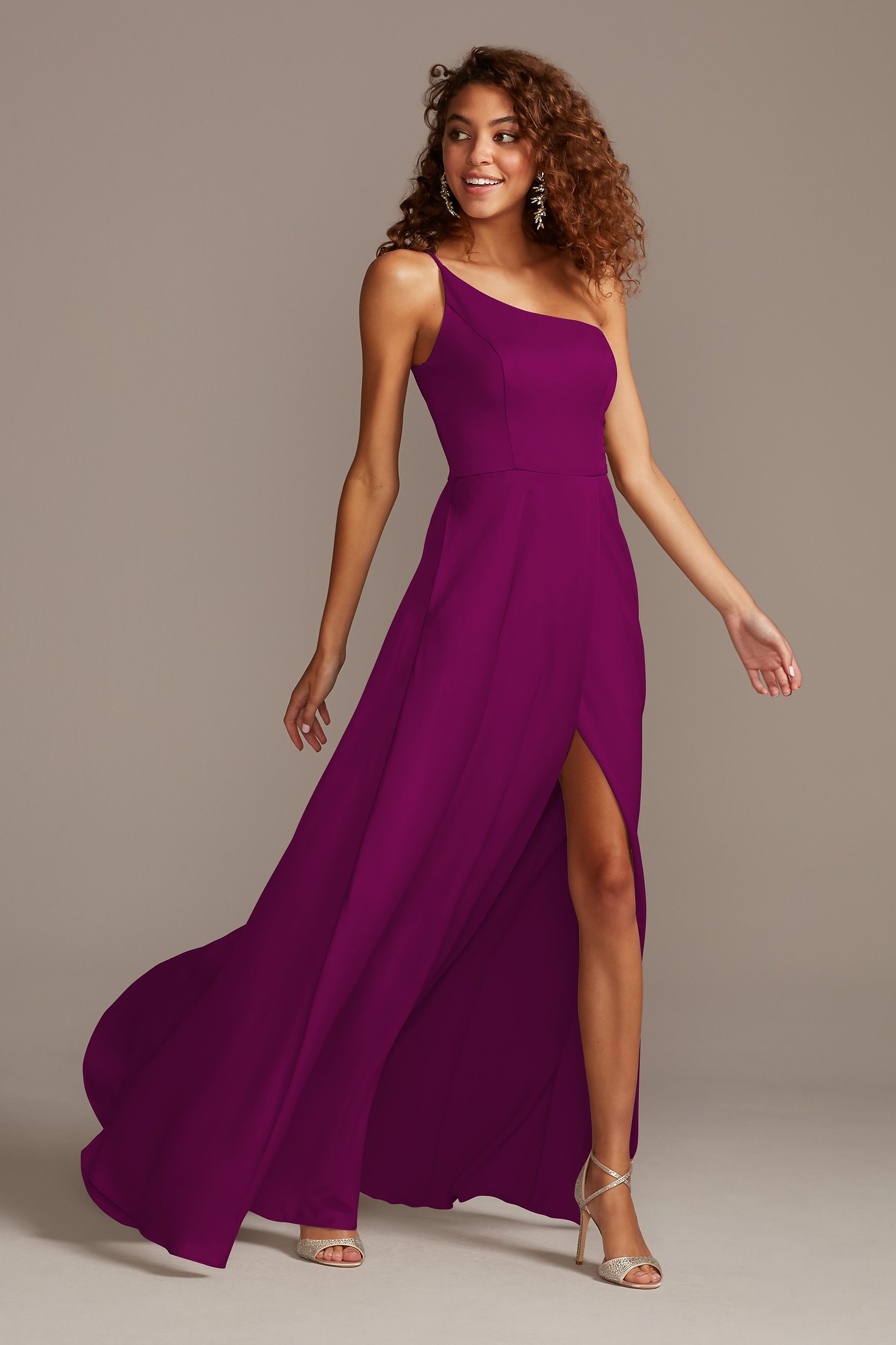 crepe-back satin one-shoulder bridesmaid dress Crepe-Back Satin One-Shoulder Bridesmaid Dress