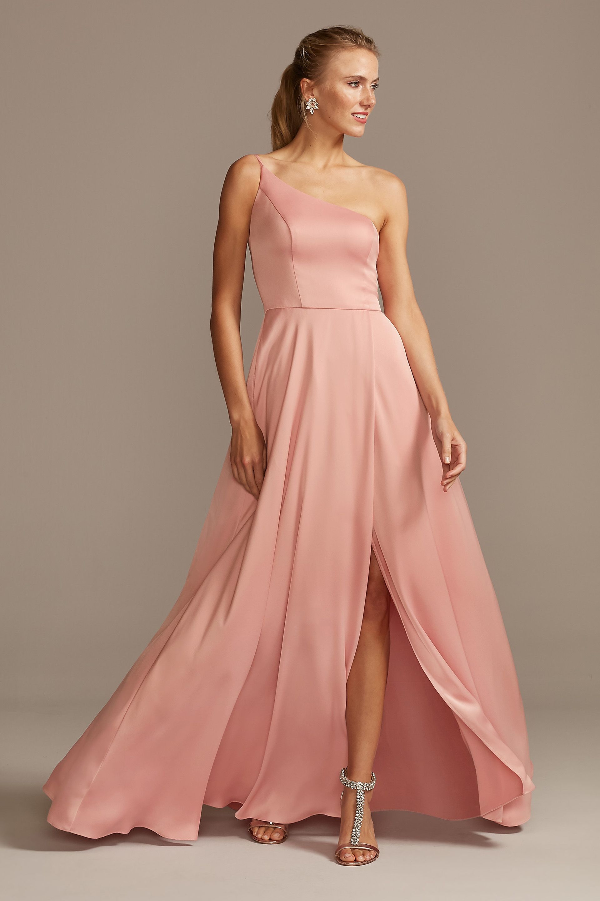 Picture of Crepe-Back Satin One-Shoulder Dress