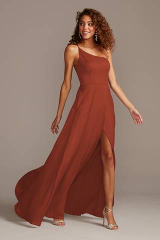 View Celebrate DB Studio Crepe-Back Satin One-Shoulder Dress in all available color and sizes Picture of Crepe-Back Satin One-Shoulder Dress