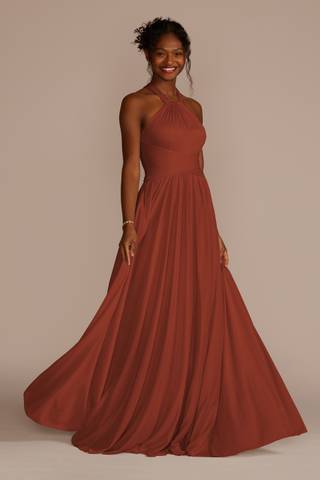 Picture of High-Neck Mesh Dress with Full Skirt