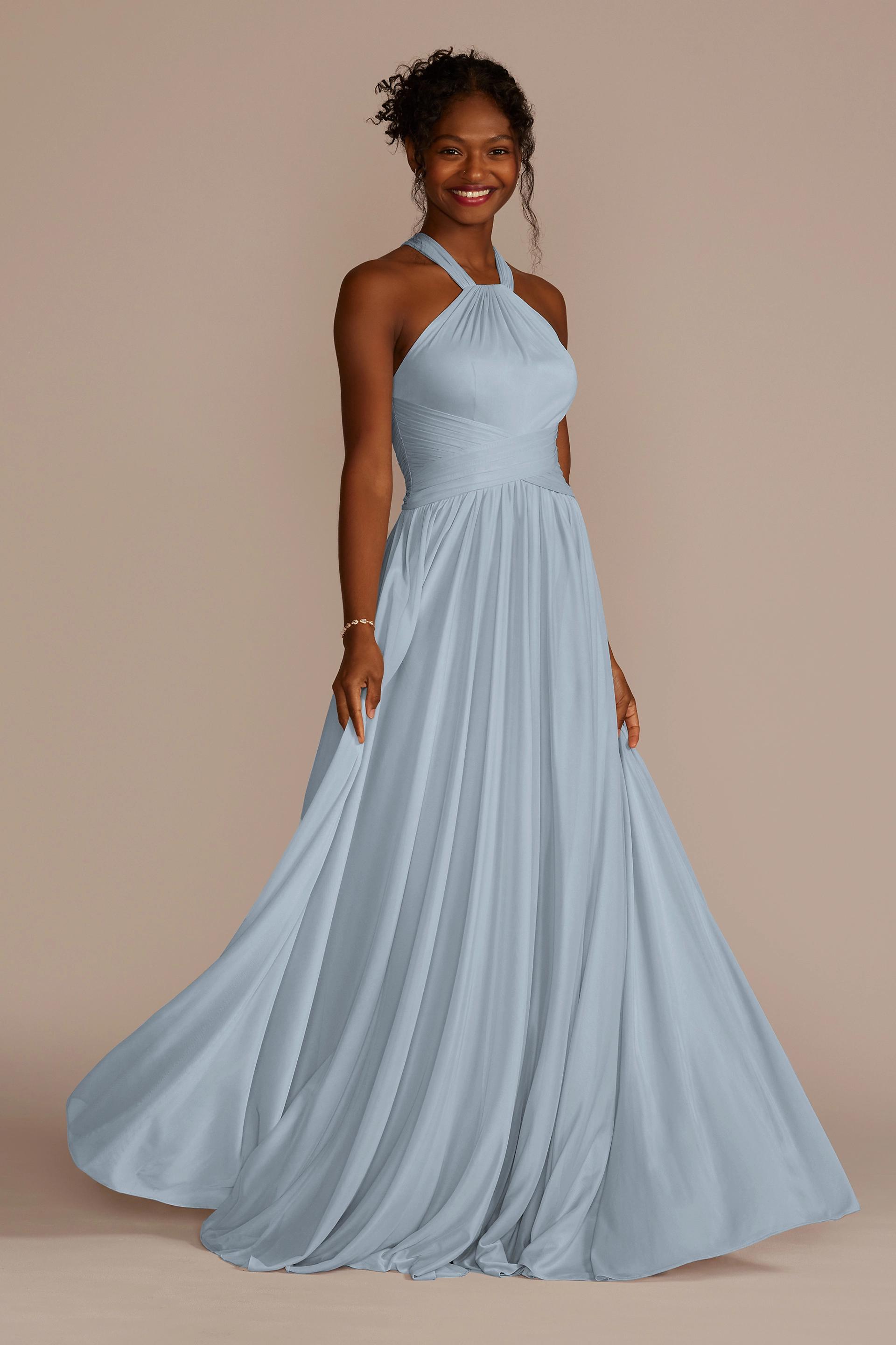 crisscross high-neck mesh bridesmaid dress with Halter bridesmaid-lightblue collection-formaldresses Versatile Little Black Dress Select Shoes Size:43