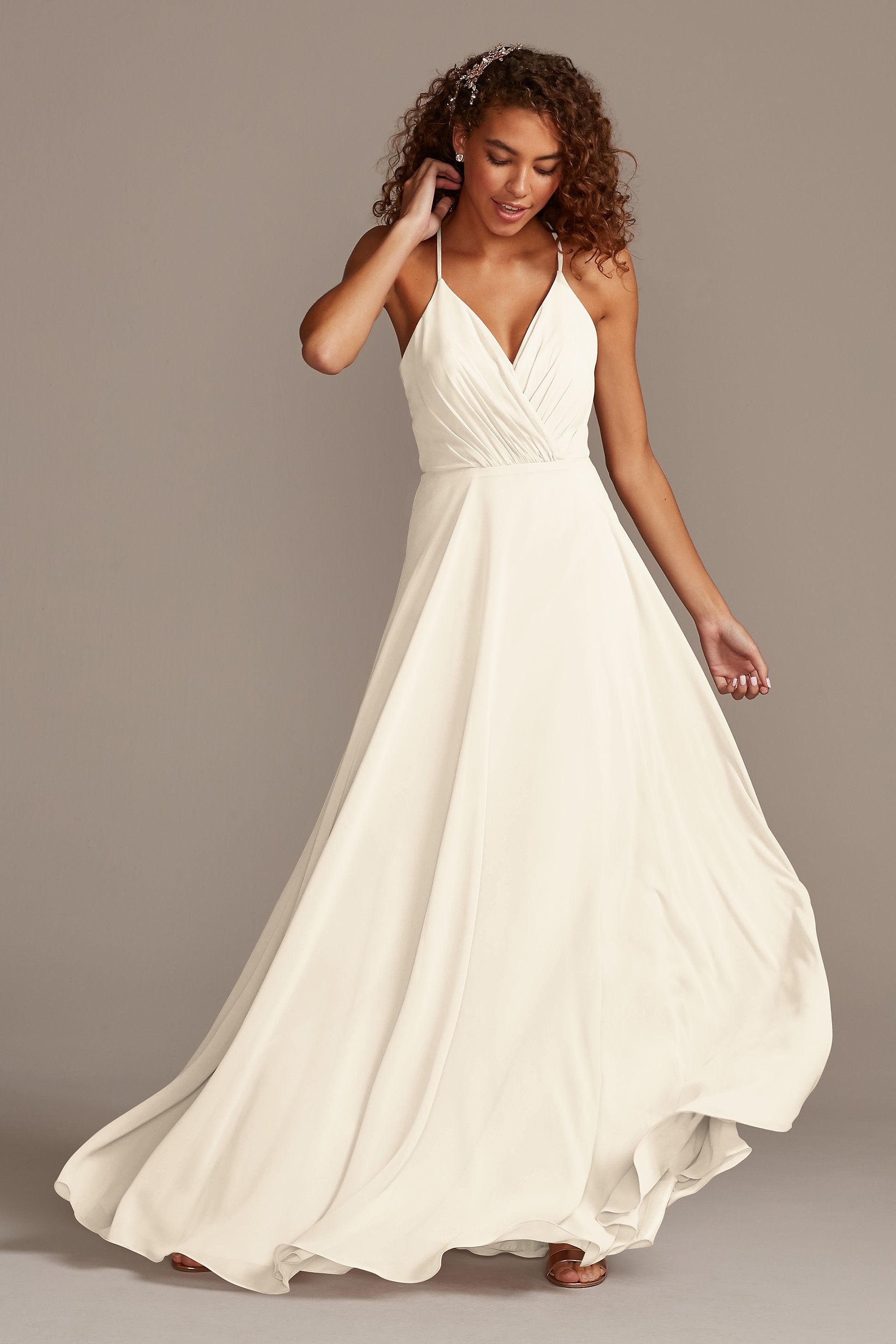 david's bridal spaghetti strap full skirt bridesmaid dress Spaghetti Strap Full Skirt Bridesmaid Dress