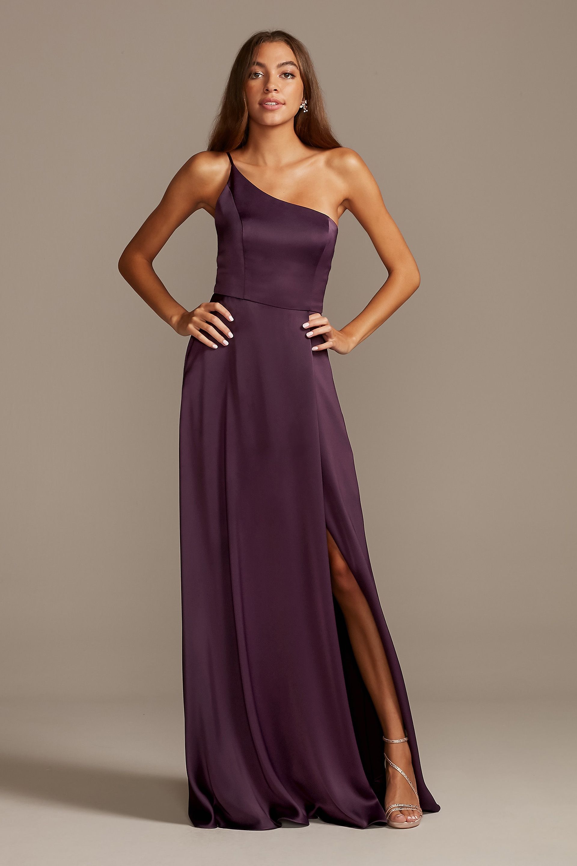 Picture of Crepe-Back Satin One-Shoulder Dress