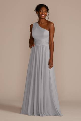 View Celebrate DB Studio Mesh One-Shoulder Dress with Full Skirt in all available color and sizes Picture of Mesh One-Shoulder Dress with Full Skirt