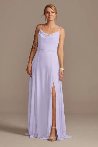 Picture of Cowl Neck Chiffon Dress with Slit