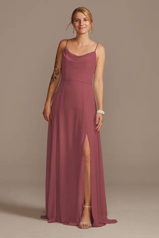 Picture of Cowl Neck Chiffon Dress with Slit