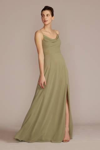 Picture of Cowl Neck Chiffon Dress with Slit