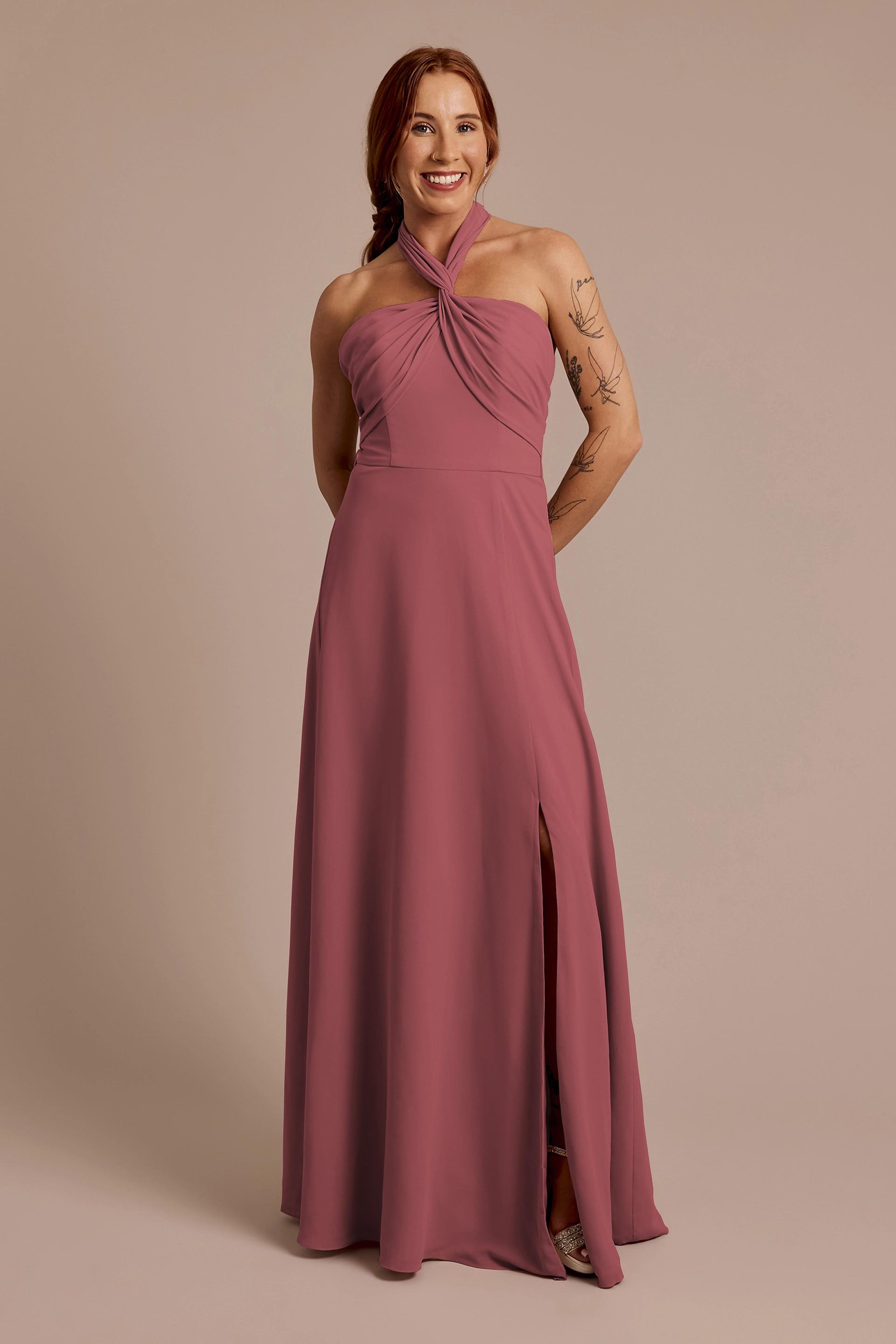Celebrate DB Studio Convertible Chiffon Dress in Chianti Size: 6 David's Bridal
