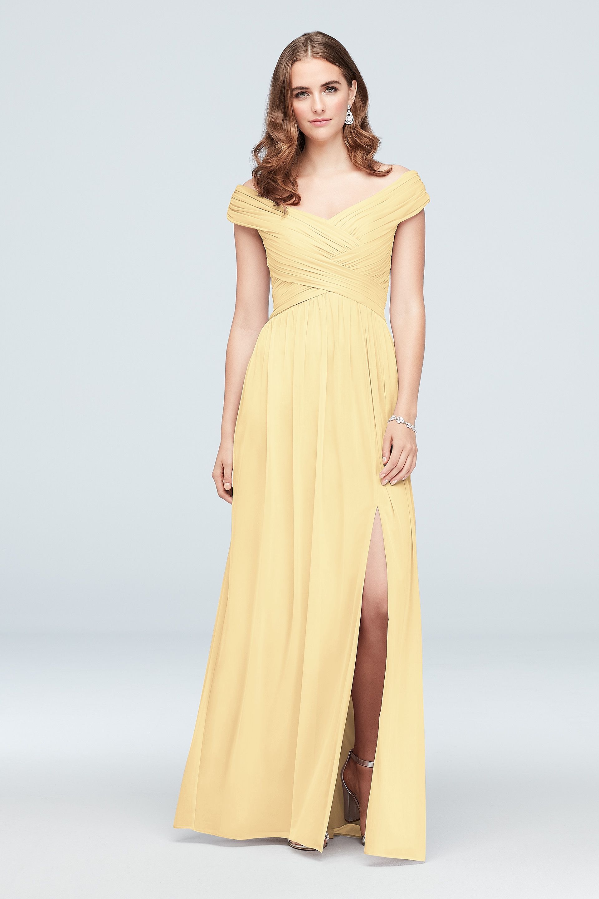 david's bridal criss cross bridesmaid dress Long Bridesmaid Dress with Crisscross Back Straps
