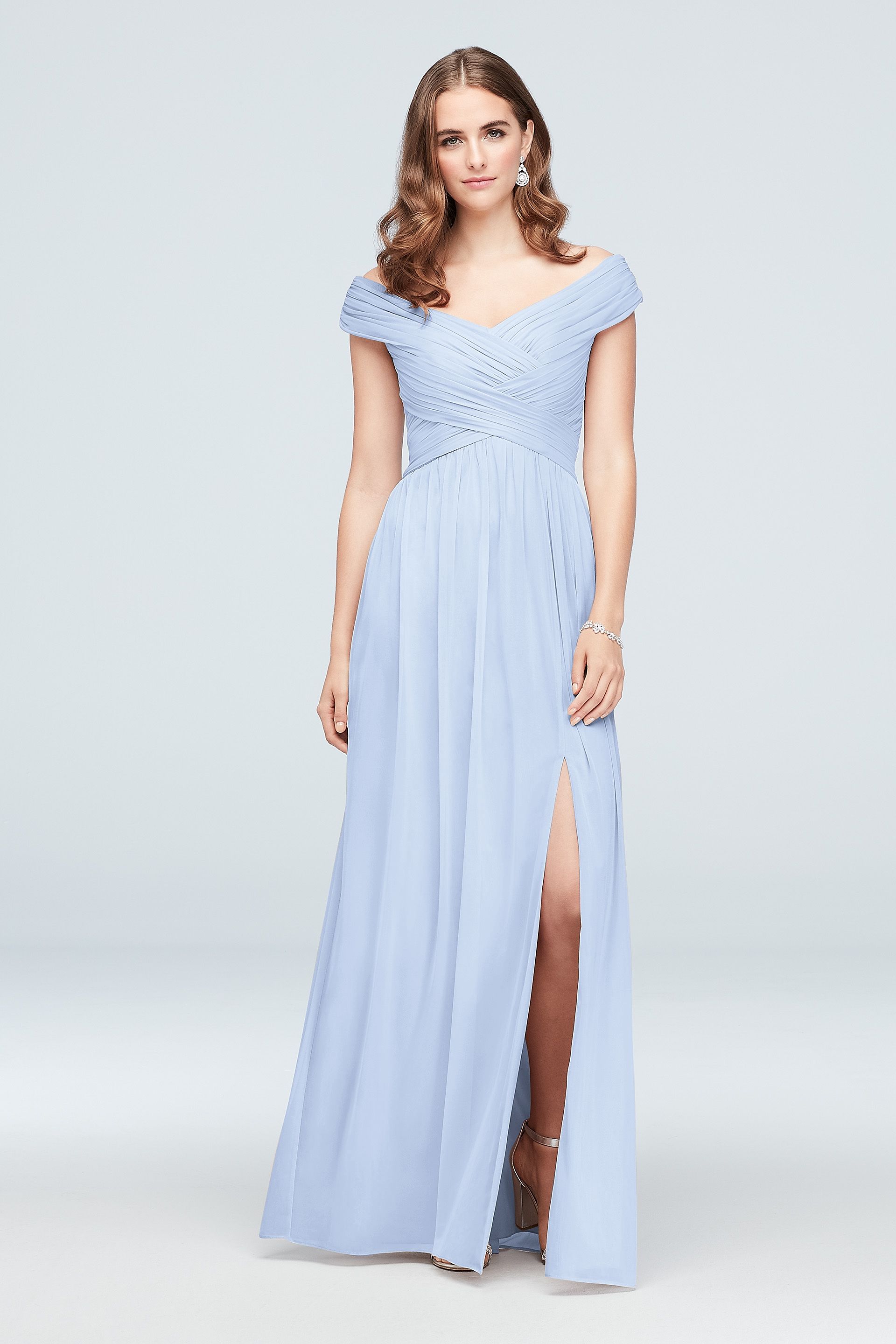 crisscross off the shoulder mesh bridesmaid dress David's Bridal | Dresses | Crisscross Offtheshoulder Mesh Bridesmaid Dress