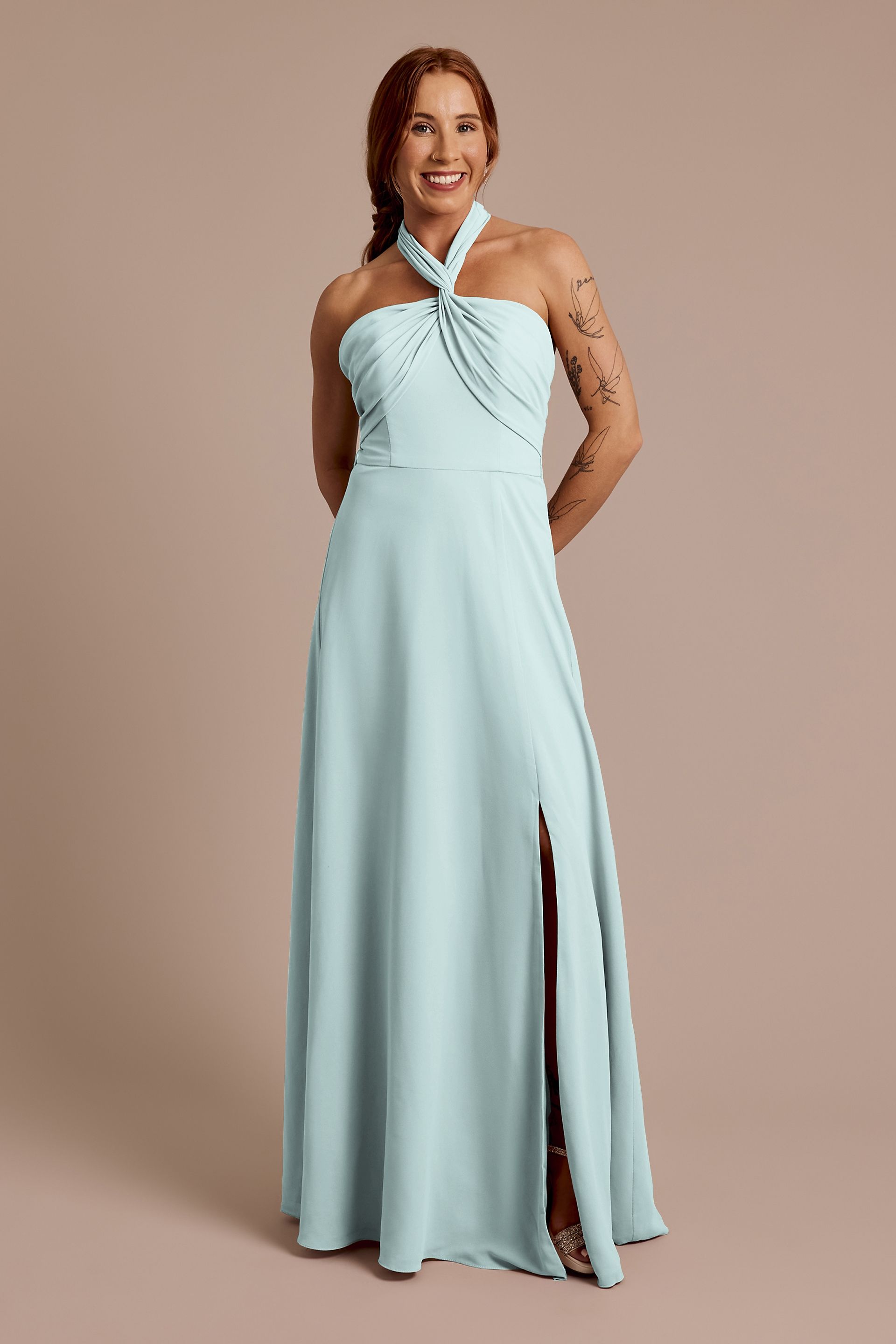 Celebrate DB Studio Convertible Chiffon Dress in Sky Blue Size: 0 David's Bridal