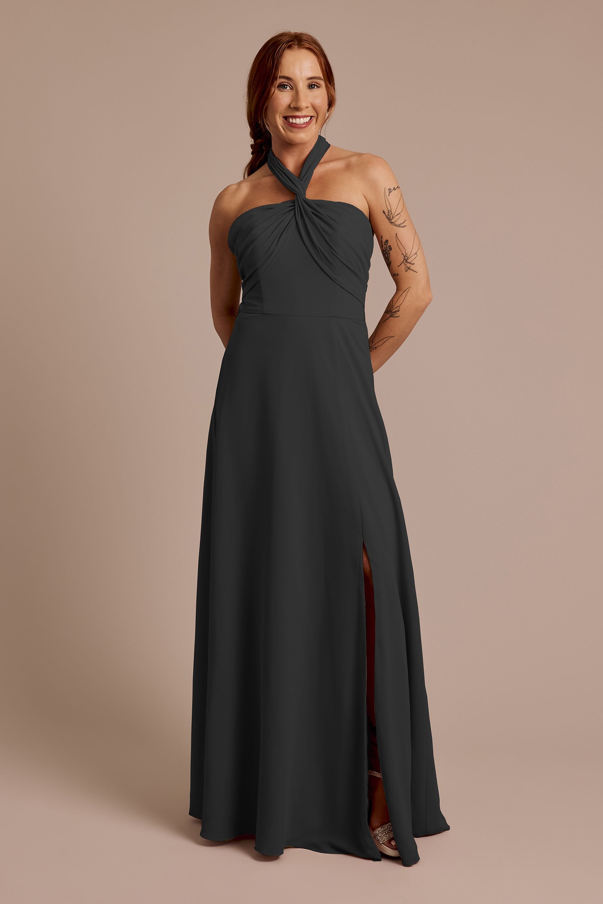 Celebrate DB Studio Convertible Chiffon Dress in Black Size: 12 David's Bridal