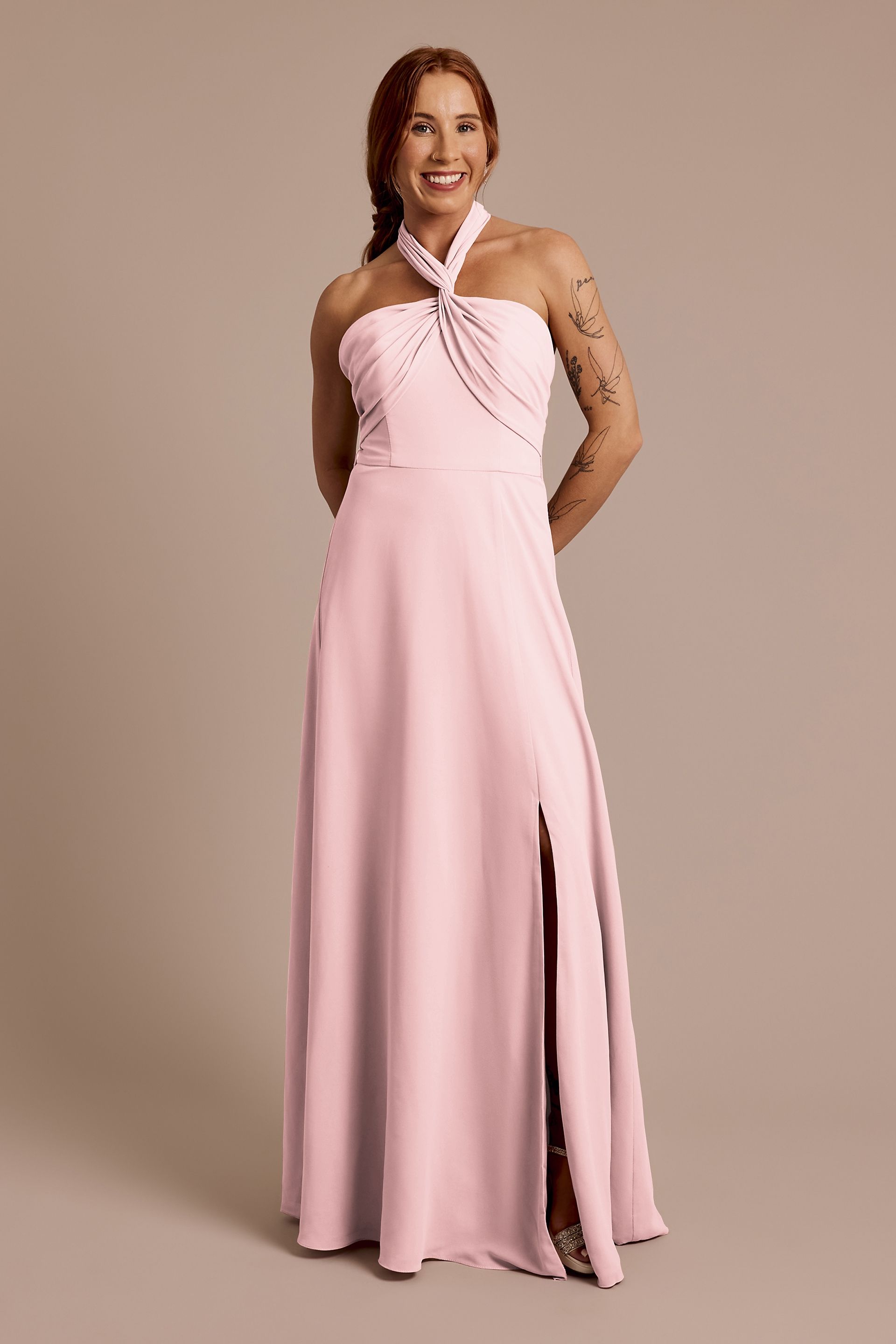 Celebrate DB Studio Convertible Chiffon Dress in Pastel Pink Size: 30 David's Bridal