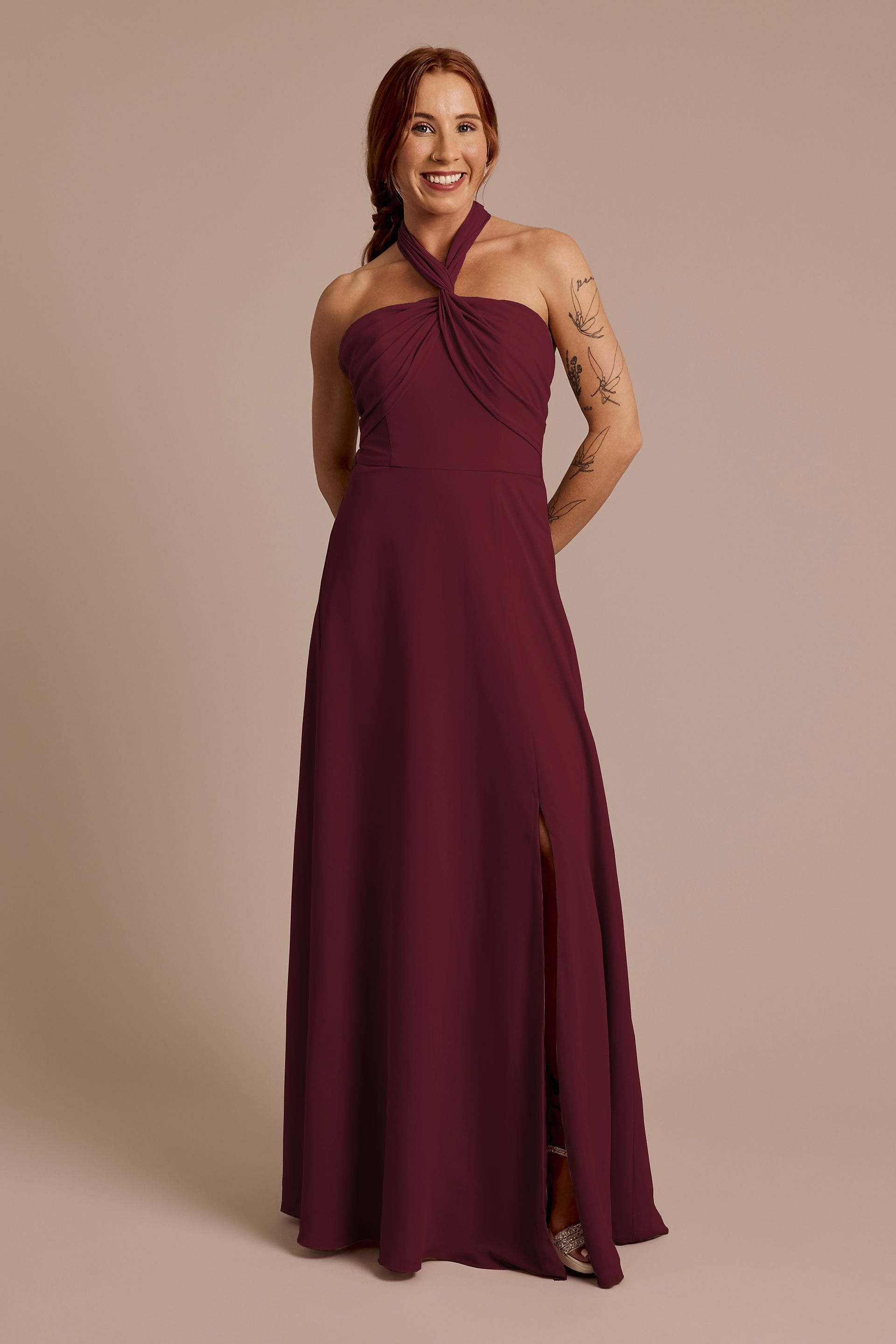 Celebrate DB Studio Convertible Chiffon Dress in Wine Size: 10 David's Bridal