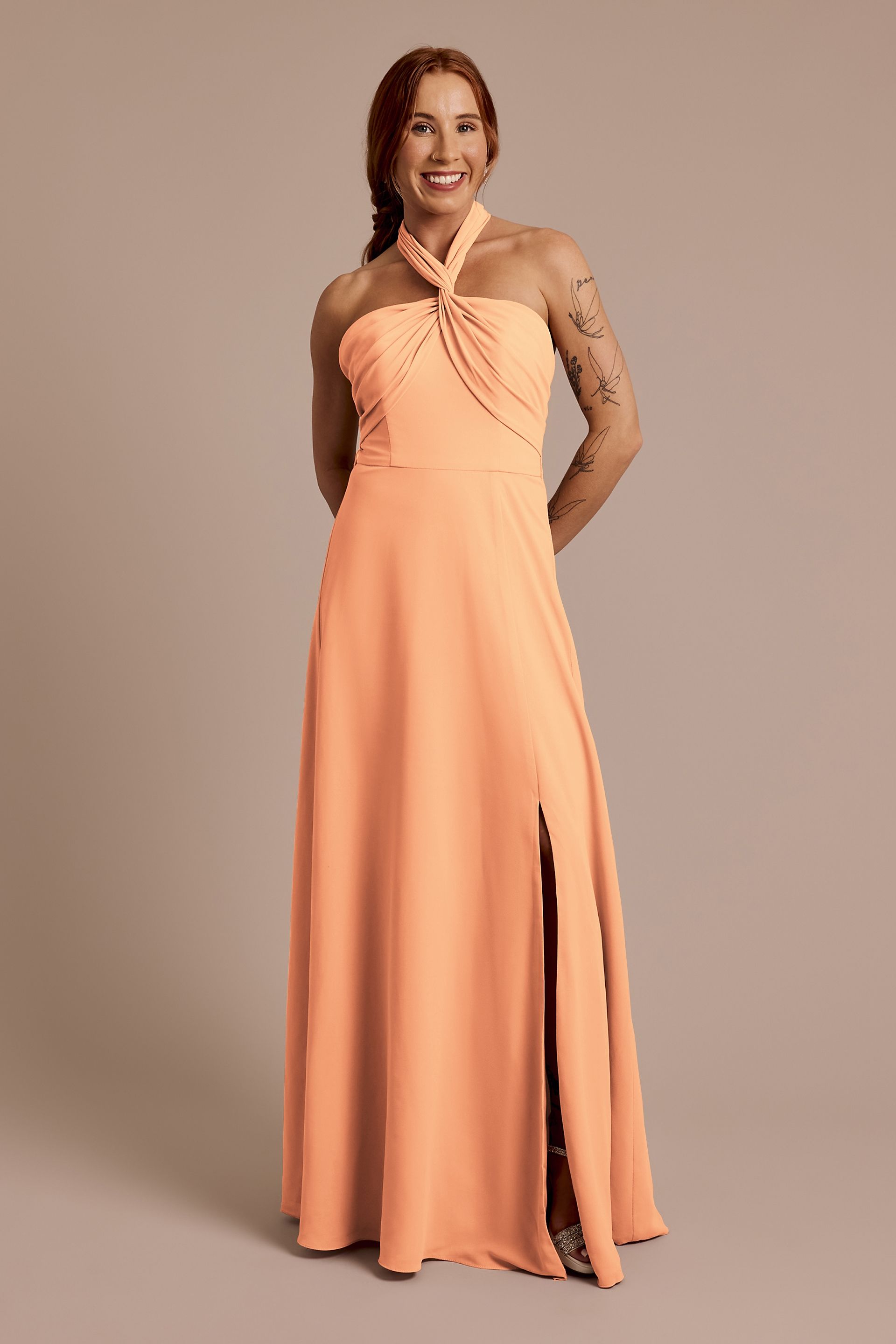 Celebrate DB Studio Convertible Chiffon Dress in Orange Sorbet Size: 10 David's Bridal