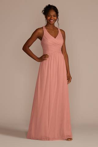 View Celebrate DB Studio Mesh Long Dress with Crisscross Back in all available color and sizes Picture of Mesh Long Dress with Crisscross Back