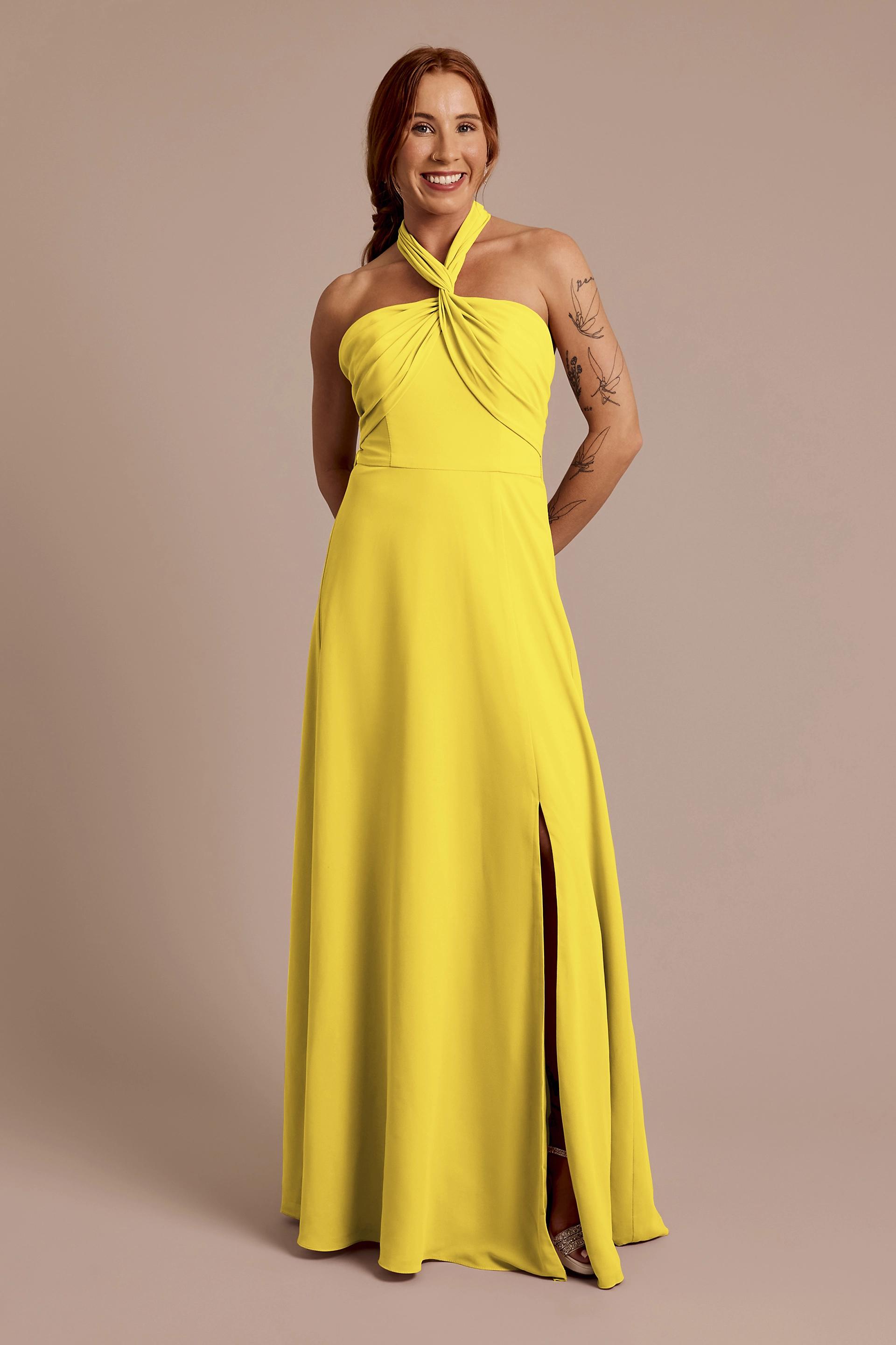 Celebrate DB Studio Convertible Chiffon Dress in Sunflower Size: 6 David's Bridal