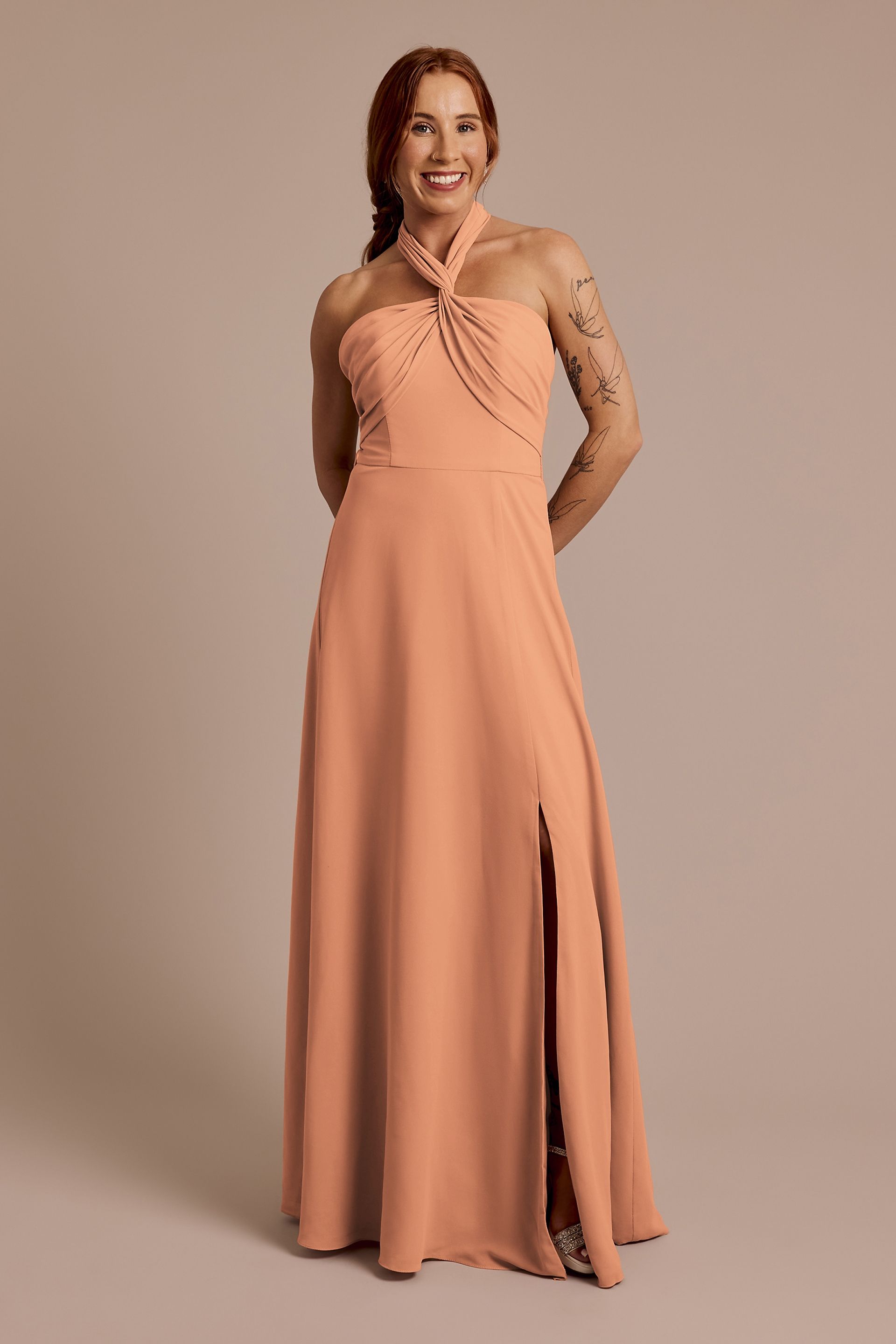 Celebrate DB Studio Convertible Chiffon Dress in Terracotta Size: 8 David's Bridal