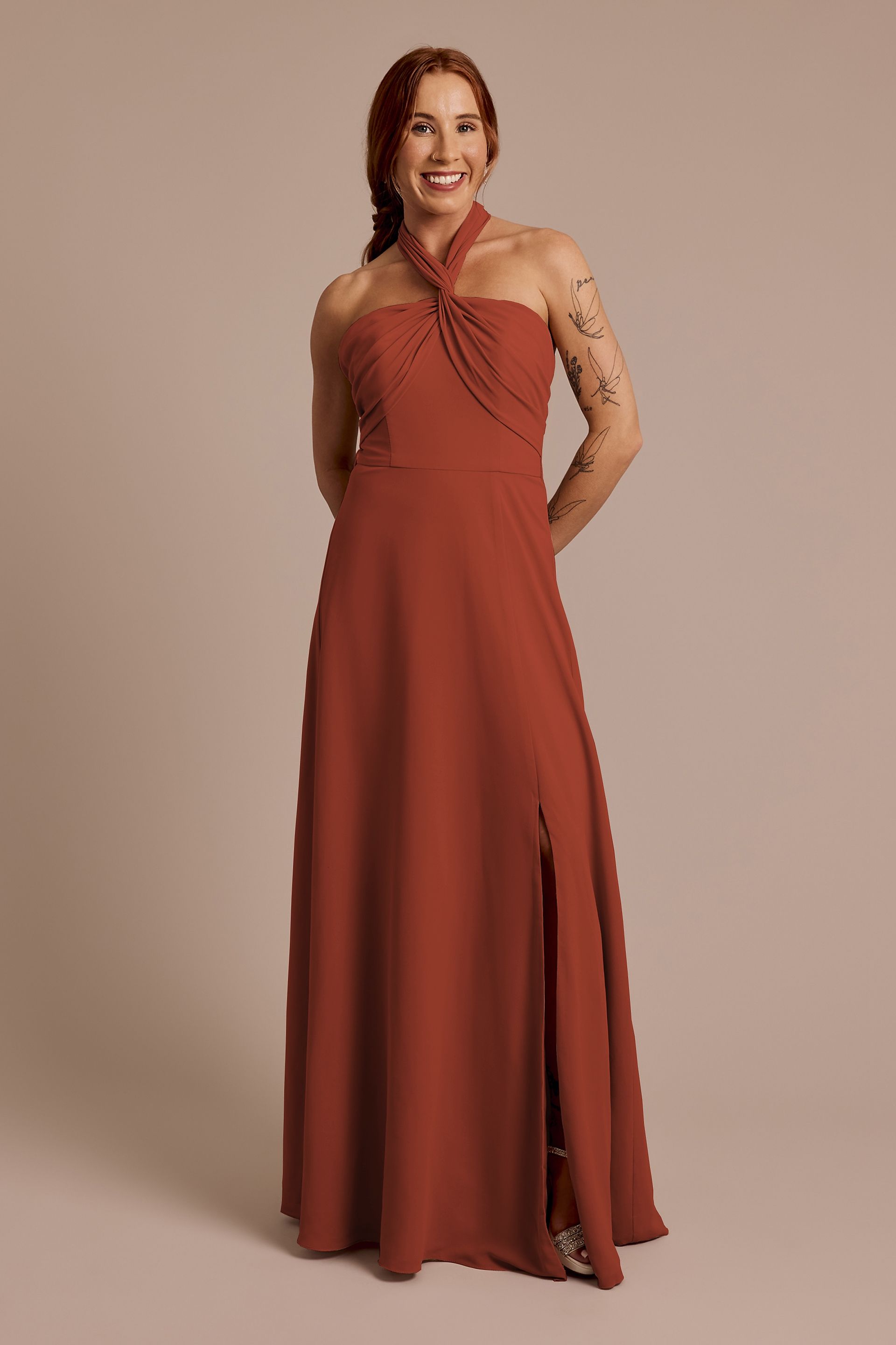 Celebrate DB Studio Convertible Chiffon Dress in Cinnamon Size: 18 David's Bridal