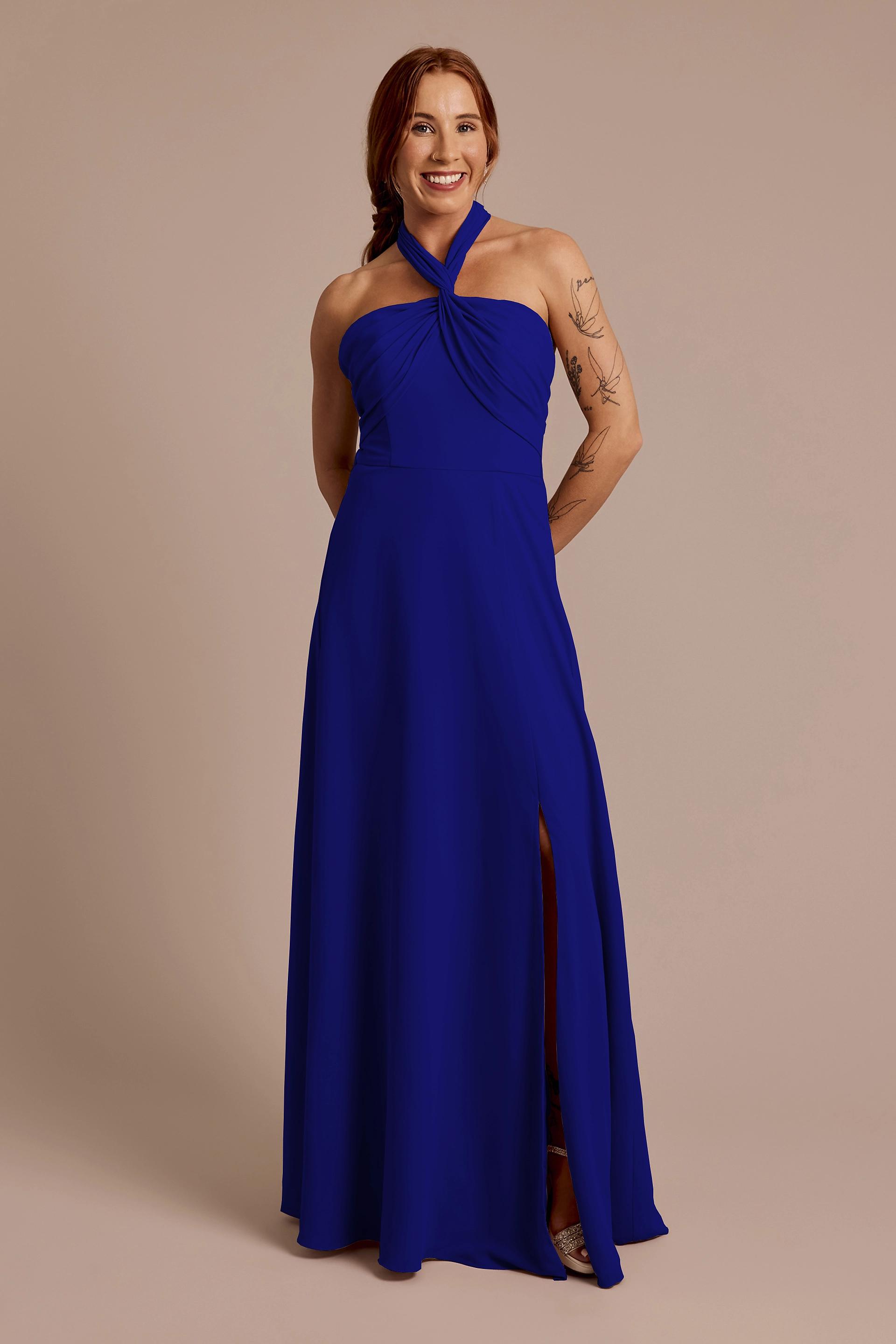 Celebrate DB Studio Convertible Chiffon Dress in Royal Blue Size: 24 David's Bridal