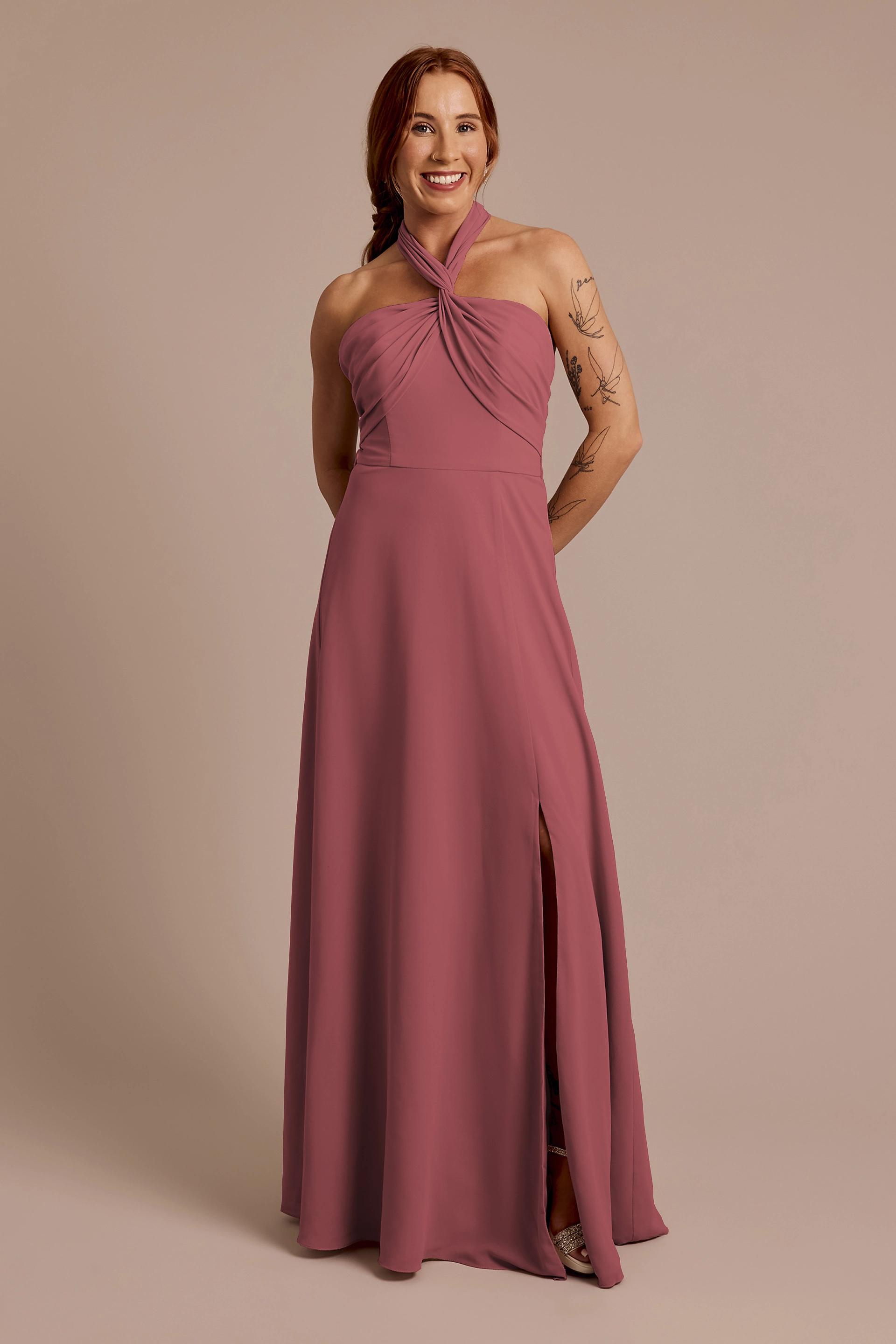 Celebrate DB Studio Convertible Chiffon Dress in Chianti Size: 2 David's Bridal