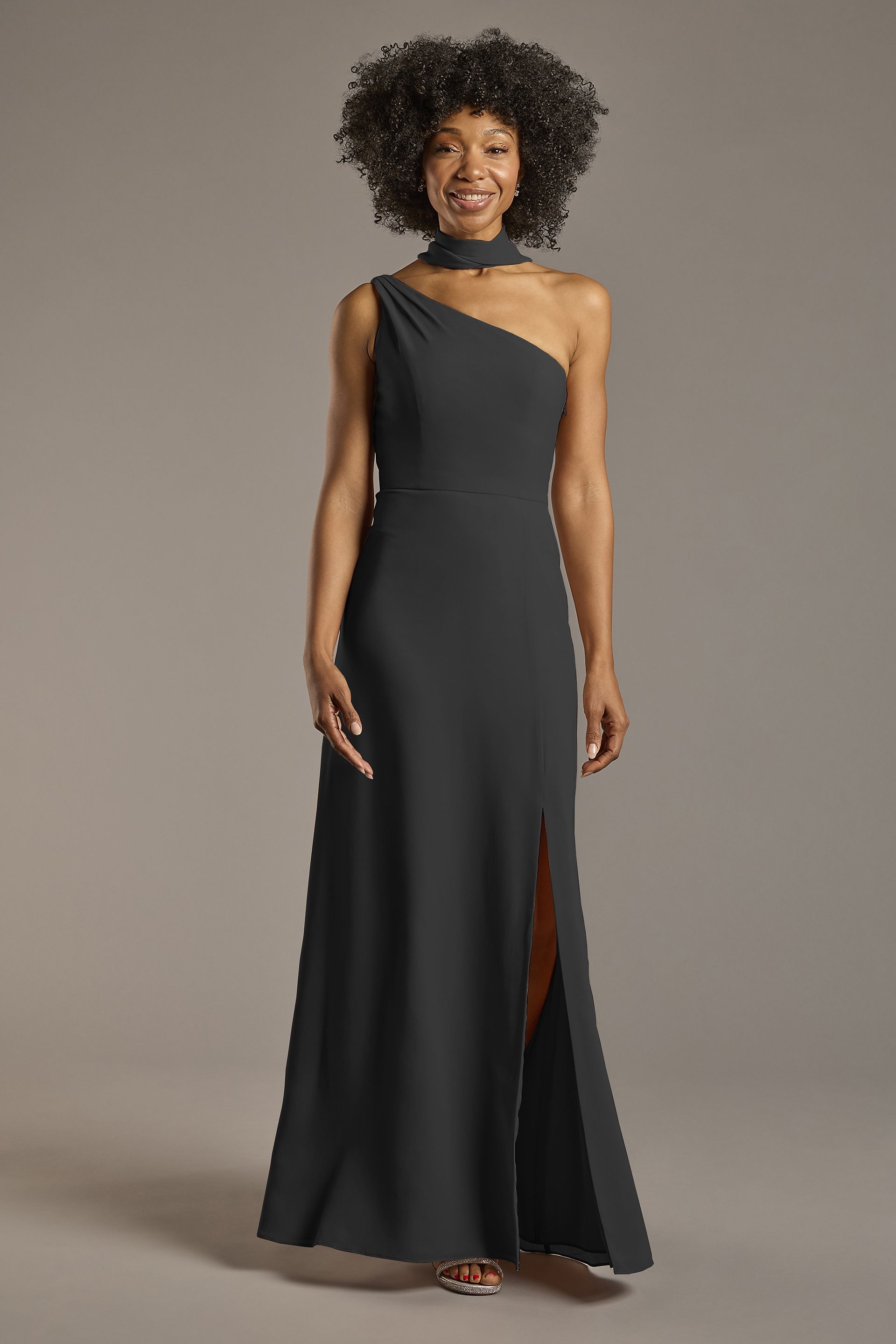 Picture of Convertible One-Shoulder Chiffon Dress