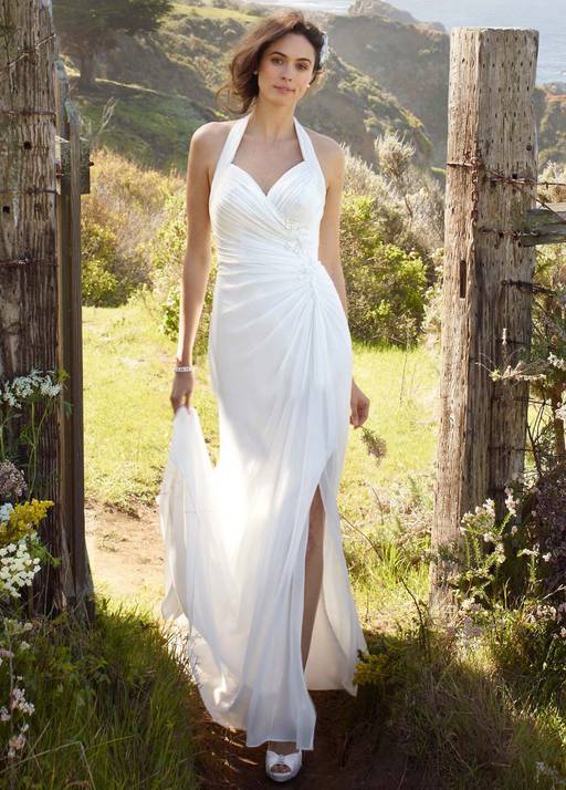 david's bridal halter wedding dress Halter Lace Wedding Dress with Sweep Train