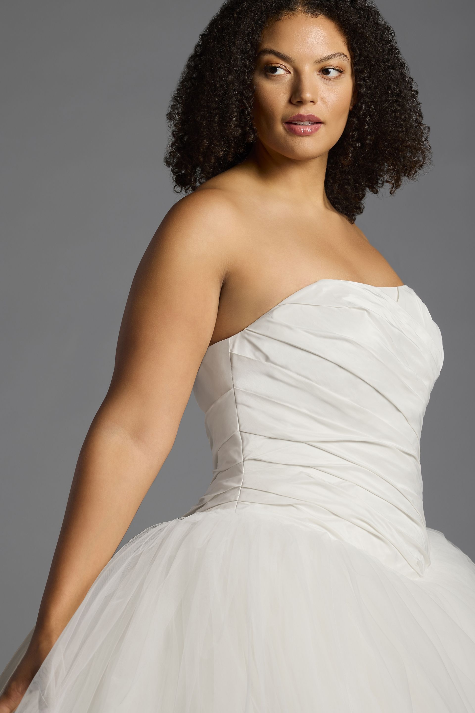 White by Vera Wang Draped Taffeta Wedding Dress | David's Bridal