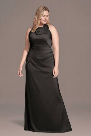Picture of Matte Satin High Neck Low Back Sheath Dress