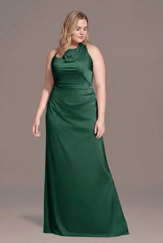 Picture of Matte Satin High Neck Low Back Sheath Dress