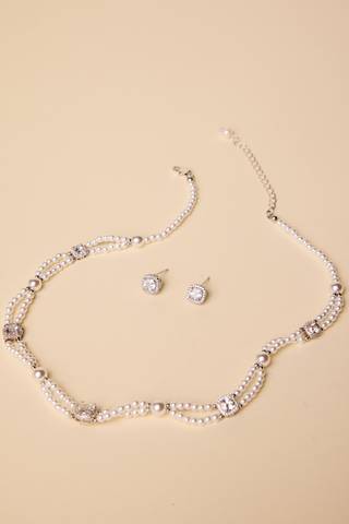 Picture of Scallop Pearl and Cushion Cut Cubic Zirconia Set