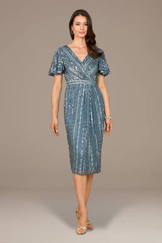 Picture of Beaded Midi Dress with Flutter Sleeves