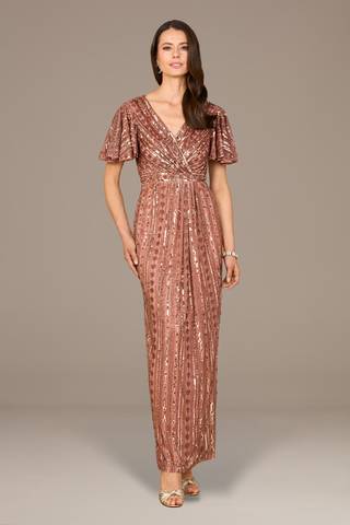 Picture of Fully Beaded Gown with Flutter Sleeves