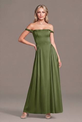 Picture of Matte Satin Off-the-Shoulder A-Line Dress