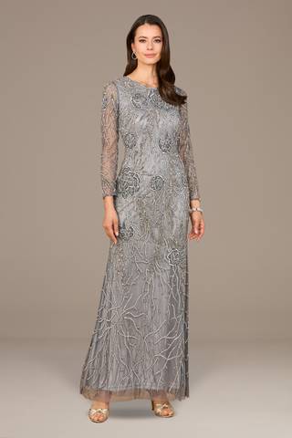 Picture of High Neck Long Sleeve Beaded Gown