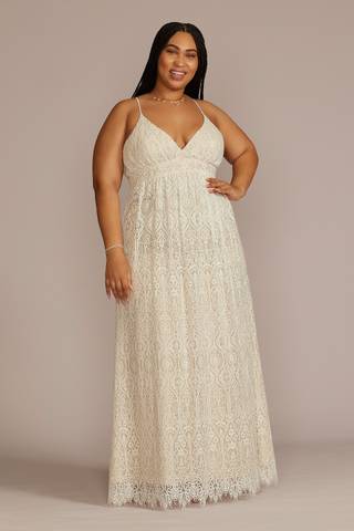 Picture of Allover Lace V-Neck Wedding Dress with Open