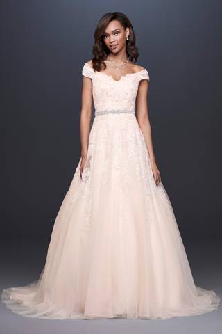 Picture of Off-the-Shoulder Applique Petite Wedding Dress